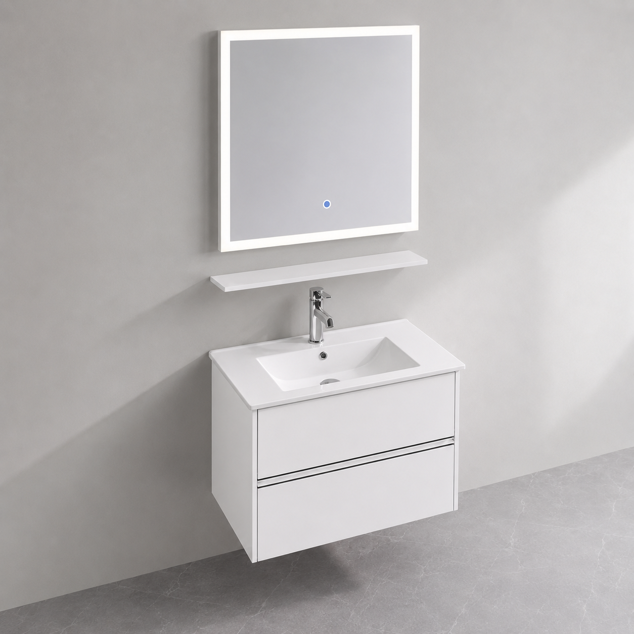 GAP PVC Bathroom Vanity M-518 – White Glossy Wall Hanging Cabinet - Image 2