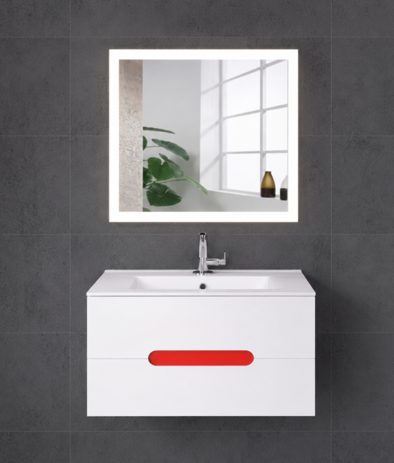 GAP PVC Bathroom Vanity M-519 – White & Red Wall Hanging Cabinet