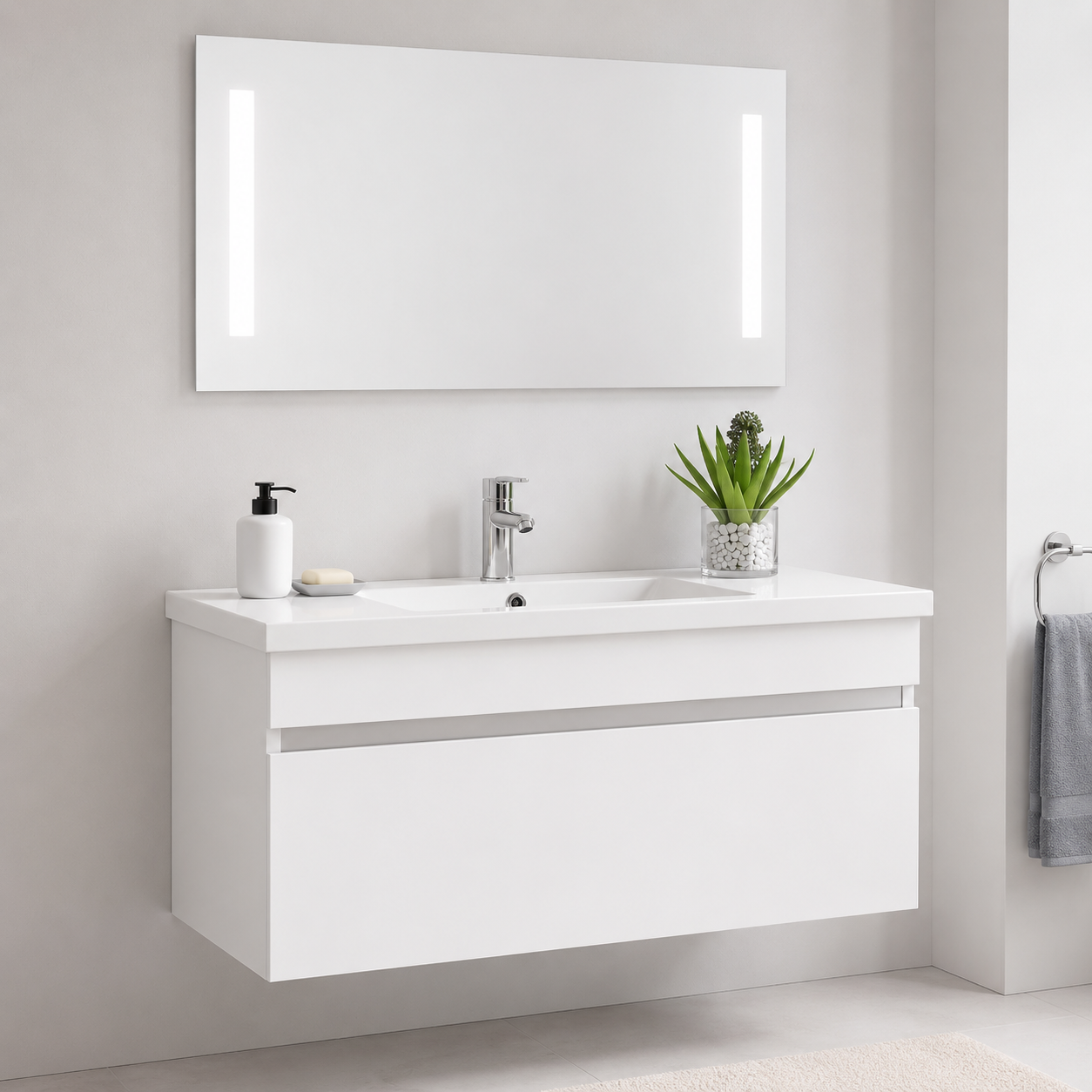 GAP PVC Bathroom Vanity M-520 – White Wall Hanging Cabinet