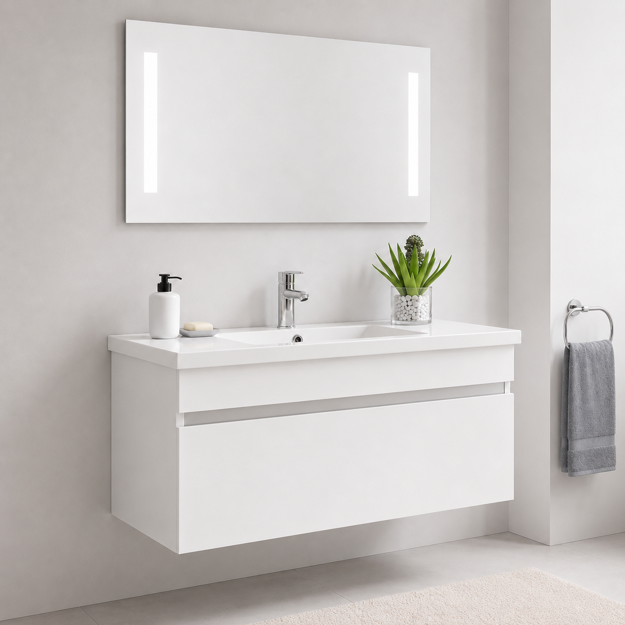 GAP PVC Bathroom Vanity M-520 – White Wall Hanging Cabinet - Image 4