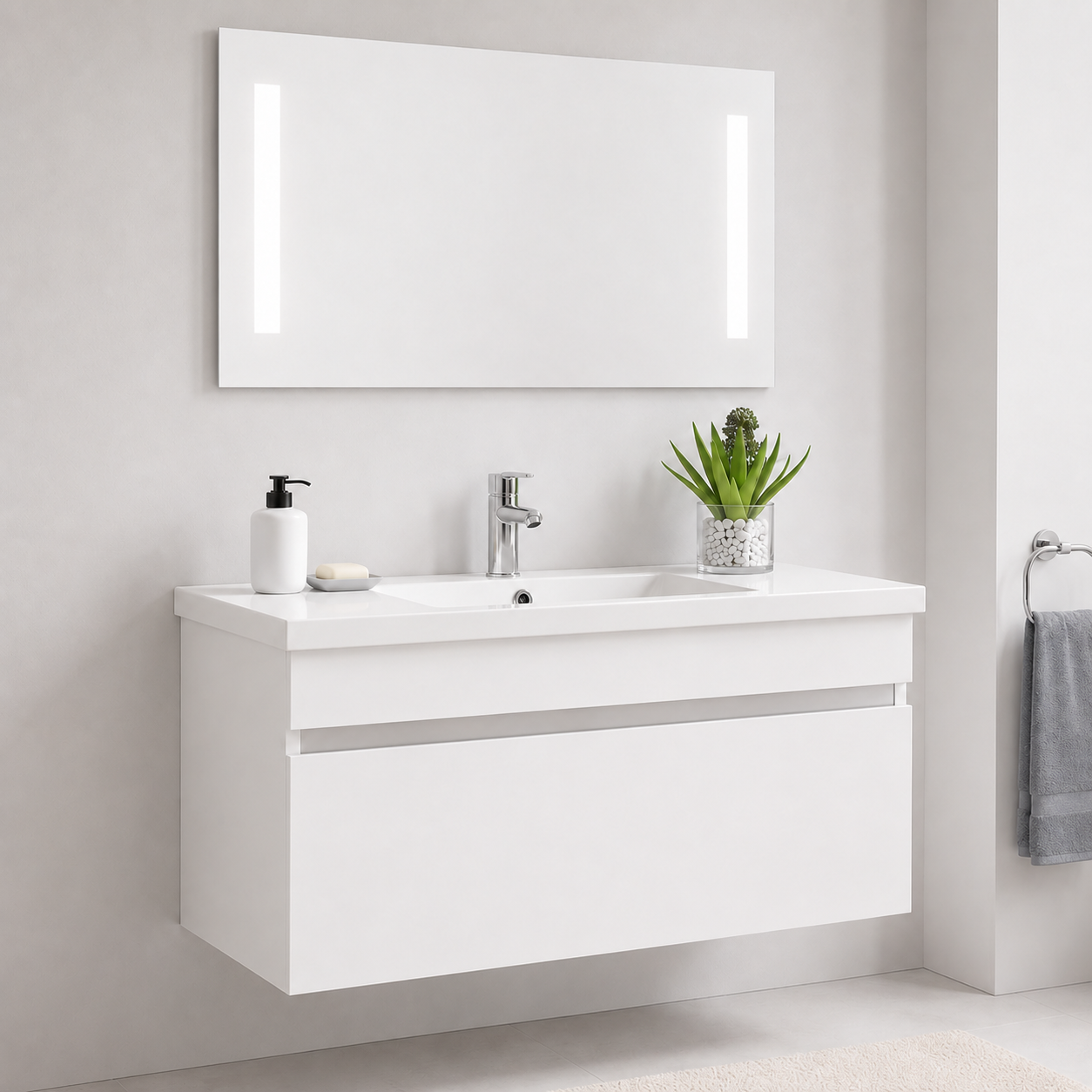GAP PVC Bathroom Vanity M-520 – White Wall Hanging Cabinet - Image 3