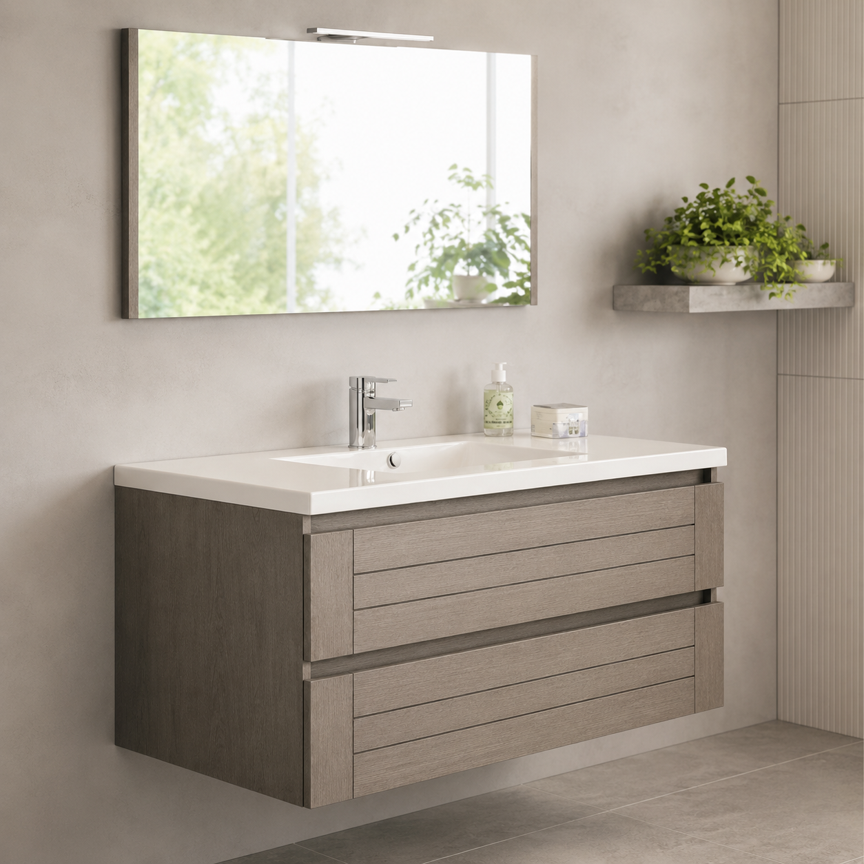 GAP PVC Bathroom Vanity M-521 – Polish Brown Wall Hanging Cabinet - Image 4