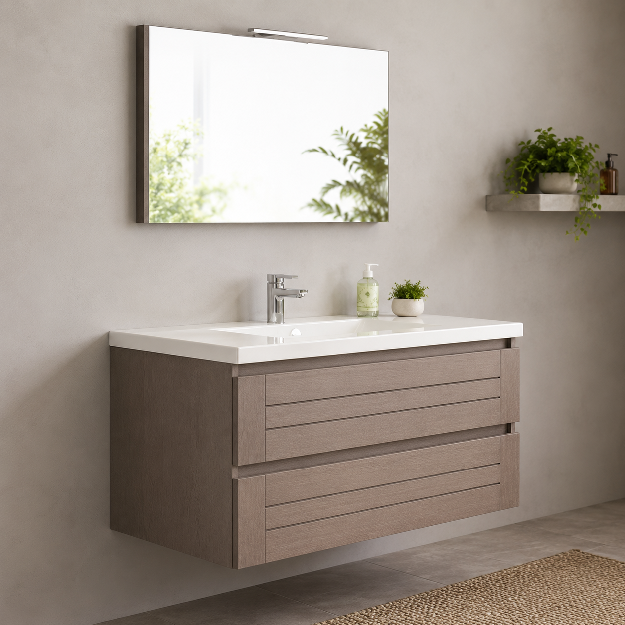 GAP PVC Bathroom Vanity M-521 – Polish Brown Wall Hanging Cabinet - Image 3