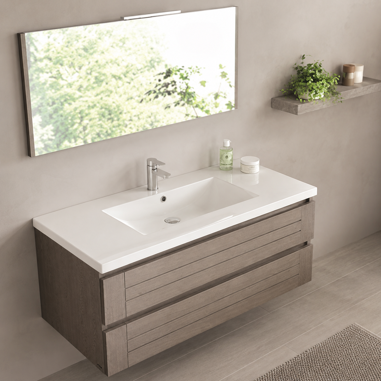 GAP PVC Bathroom Vanity M-521 – Polish Brown Wall Hanging Cabinet - Image 2