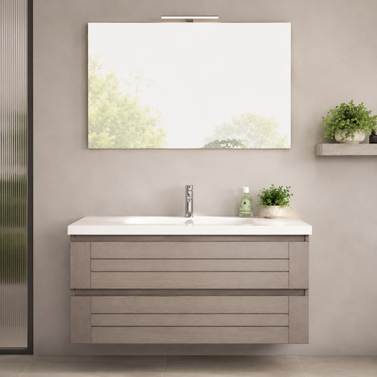 GAP PVC Bathroom Vanity M-521 – Polish Brown Wall Hanging Cabinet
