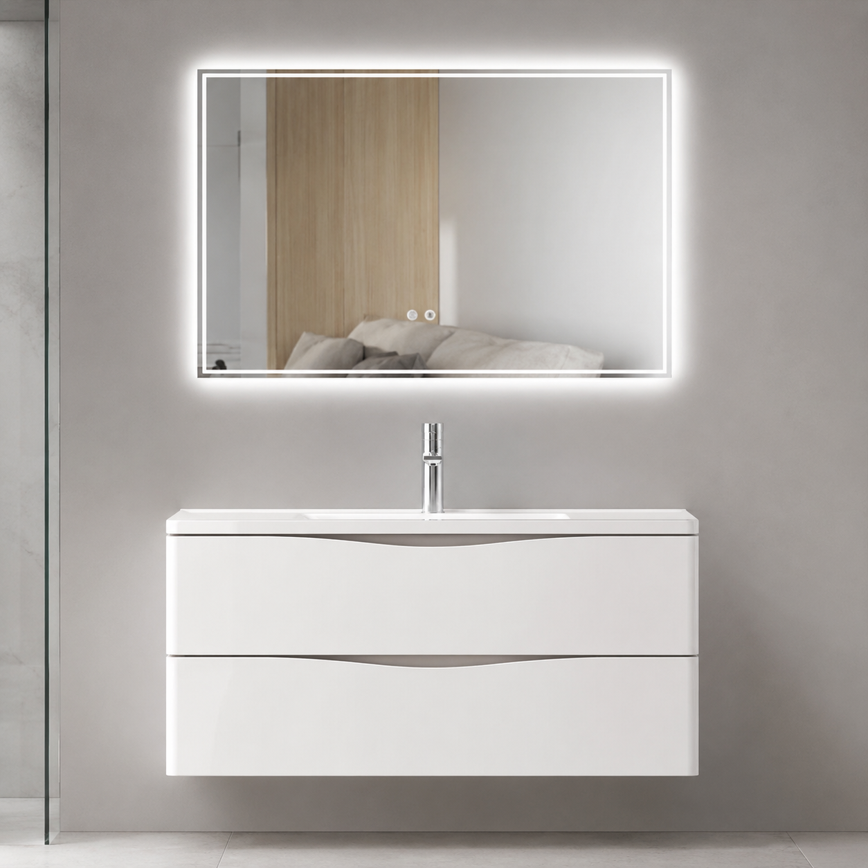 GAP PVC Bathroom Vanity M-522 – White Glossy & Matte Wall Hanging Cabinet