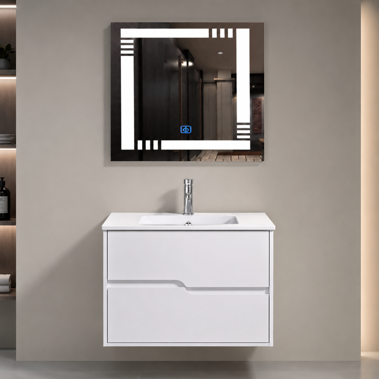 GAP PVC Bathroom Vanity M-524 – White Wall Hanging Vanity Cabinet