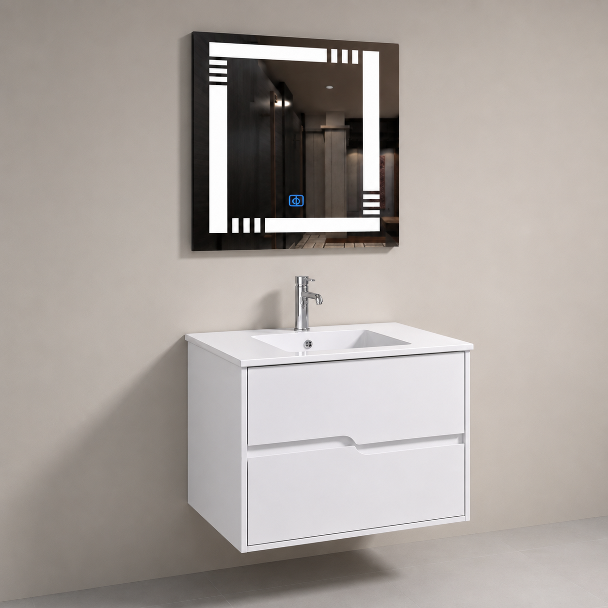 GAP PVC Bathroom Vanity M-524 – White Wall Hanging Vanity Cabinet - Image 4