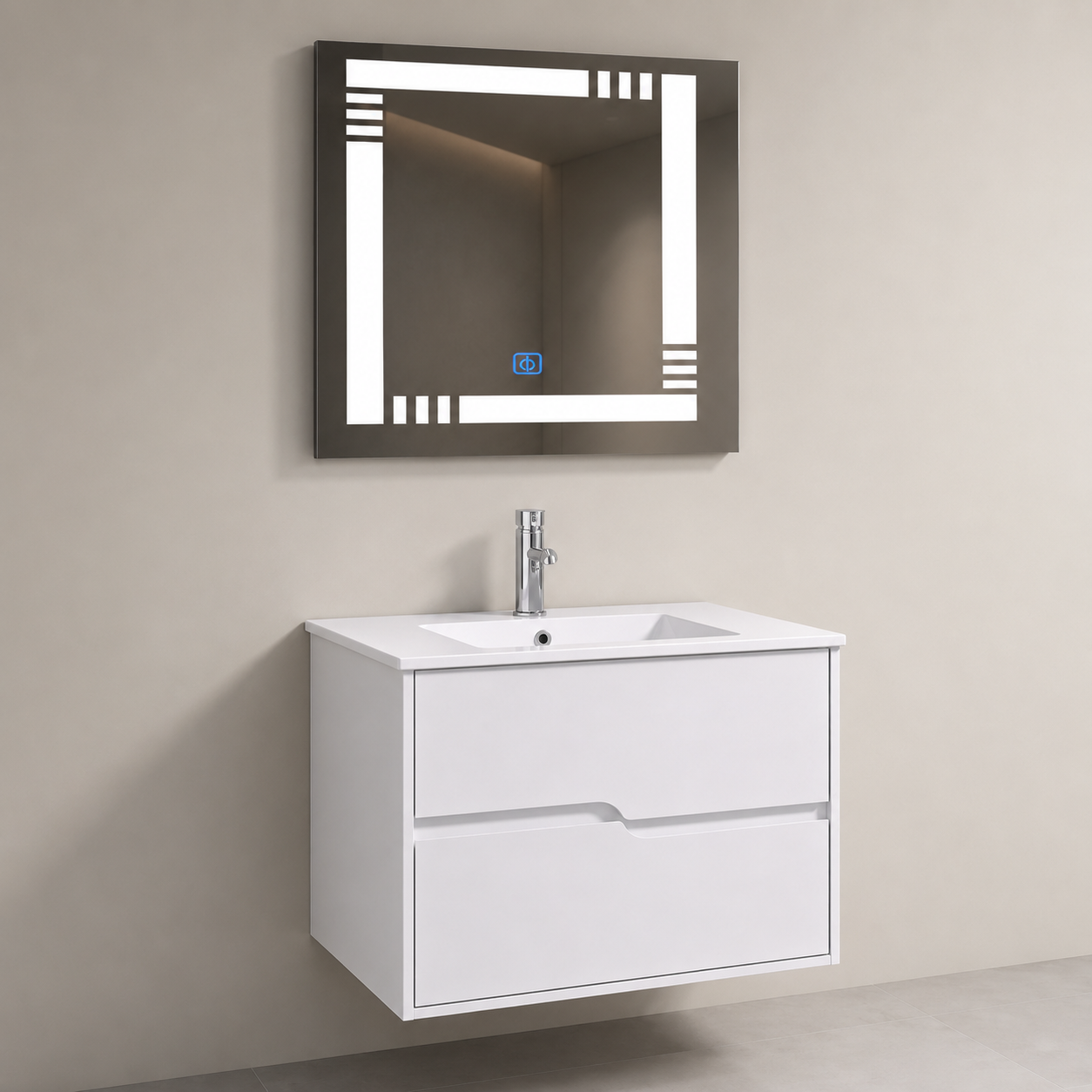 GAP PVC Bathroom Vanity M-524 – White Wall Hanging Vanity Cabinet - Image 3