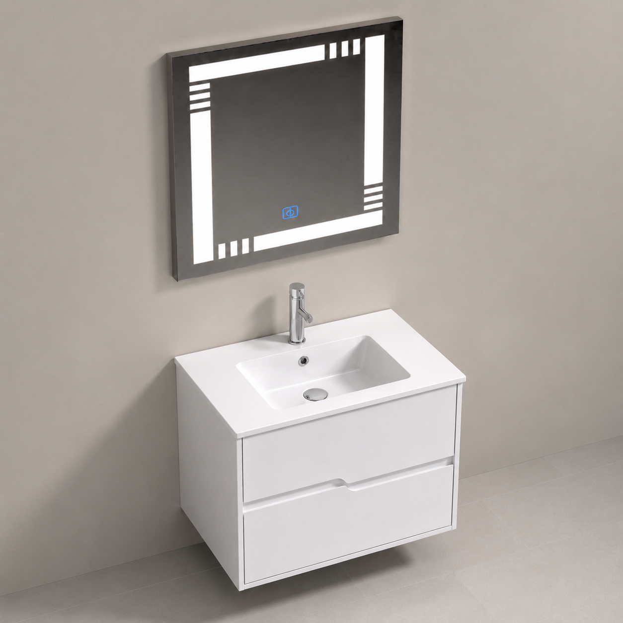 GAP PVC Bathroom Vanity M-524 – White Wall Hanging Vanity Cabinet - Image 2