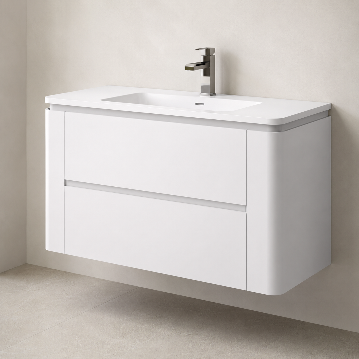 GAP PVC Bathroom Vanity M-525 – White Wall Hanging Vanity Cabinet - Image 3