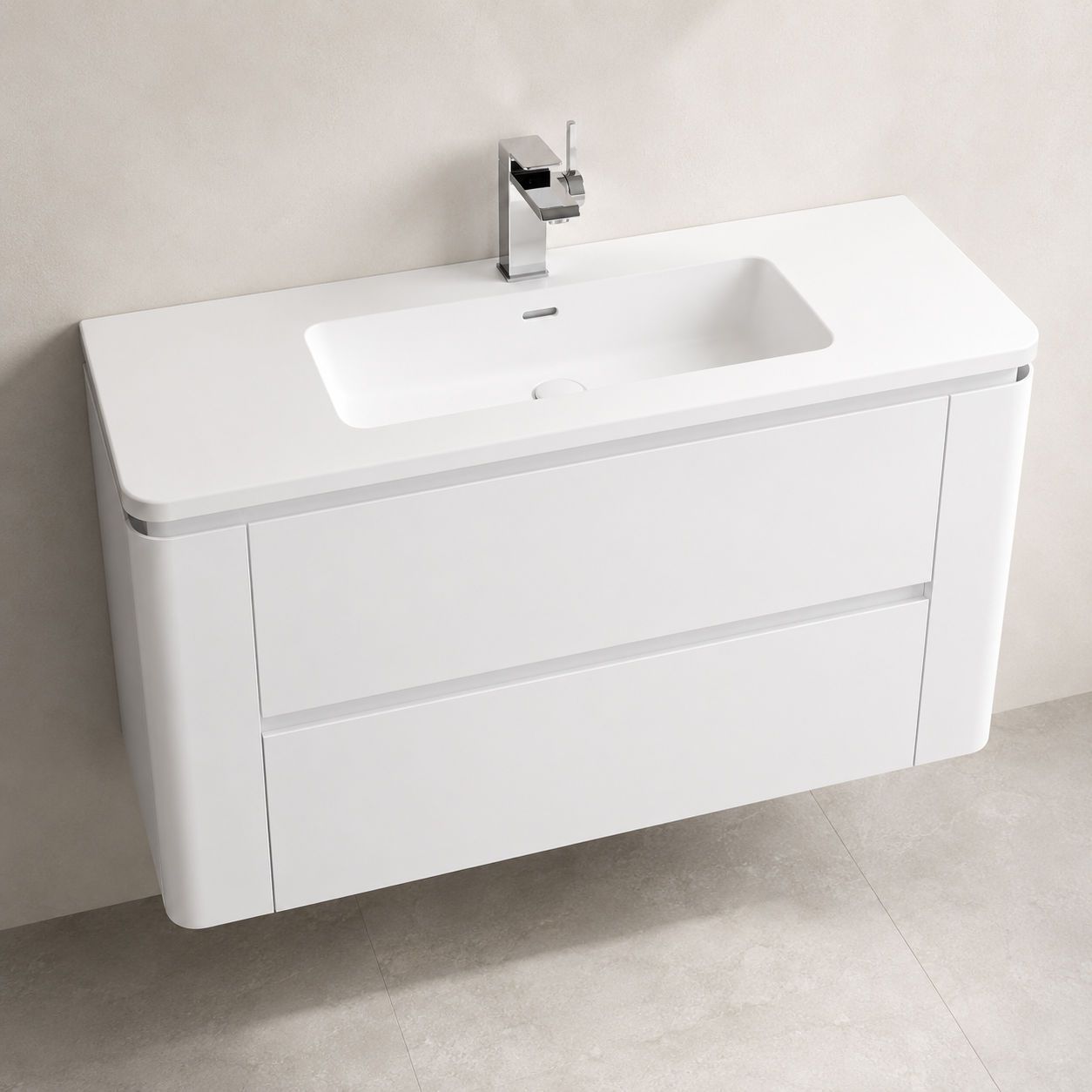 GAP PVC Bathroom Vanity M-525 – White Wall Hanging Vanity Cabinet - Image 2