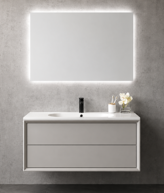 GAP PVC Bathroom Vanity M-526 – Gray & Black Wall Hanging Vanity Cabinet