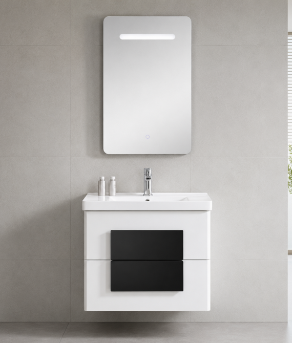 GAP PVC Bathroom Vanity M-528 – Black & White Wall-Hanging Vanity Cabinet