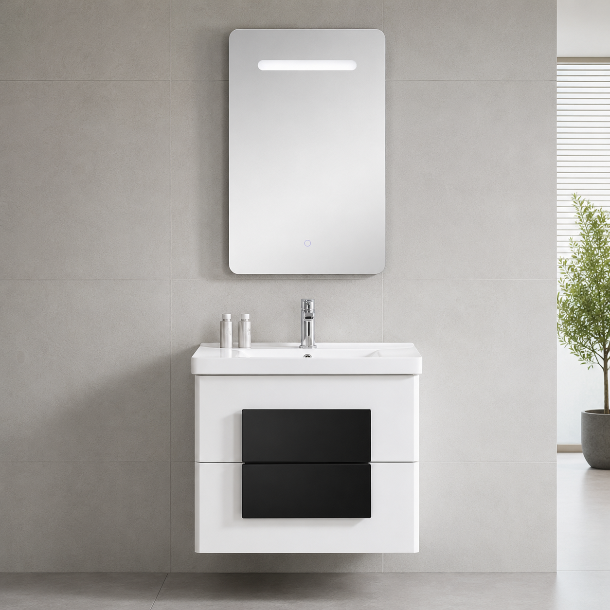 GAP PVC Bathroom Vanity M-528 – Black & White Wall-Hanging Vanity Cabinet