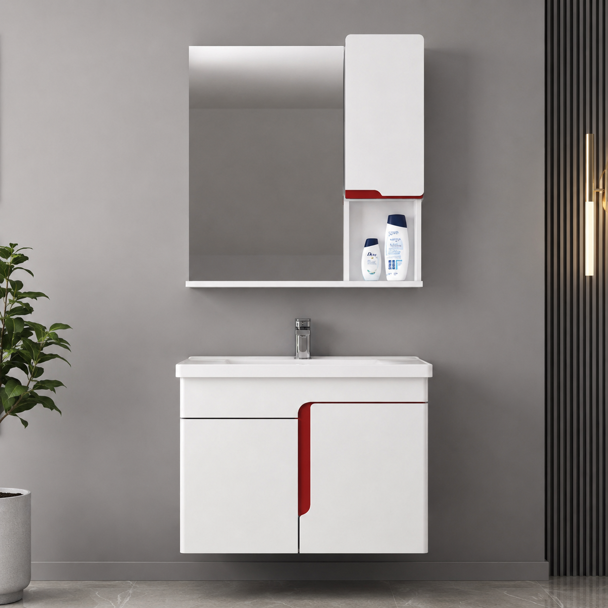 GAP PVC Bathroom Vanity M-530 – White Wall-Hanging Vanity Cabinet
