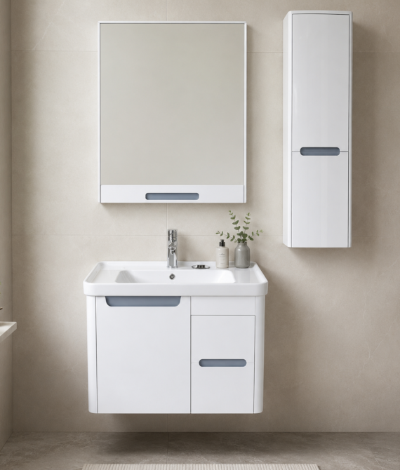 GAP PVC Bathroom Vanity 9056 – White Wall-Hanging Vanity Cabinet
