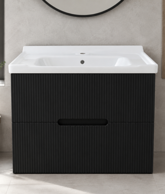 GAP PVC Bathroom Vanity M-534 – Black Wall-Hanging Vanity Cabinet
