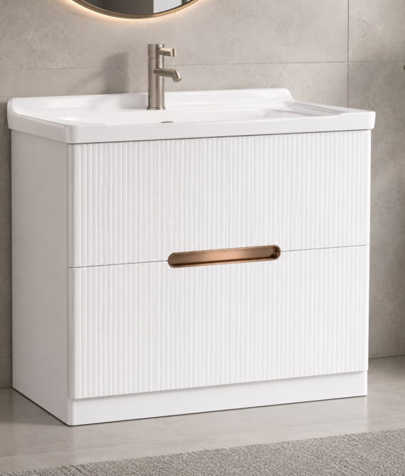 GAP PVC Bathroom Vanity M-535 – White Wall-Hanging Vanity Cabinet