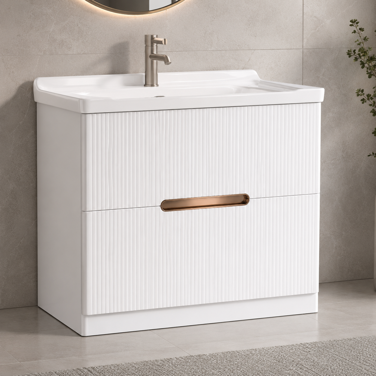 GAP PVC Bathroom Vanity M-535 – White Wall-Hanging Vanity Cabinet