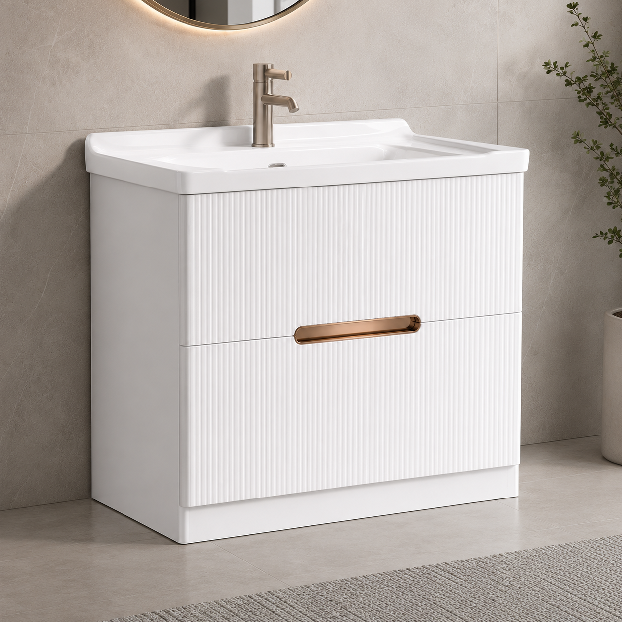 GAP PVC Bathroom Vanity M-535 – White Wall-Hanging Vanity Cabinet - Image 4