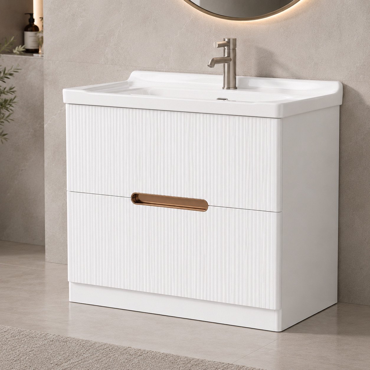 GAP PVC Bathroom Vanity M-535 – White Wall-Hanging Vanity Cabinet - Image 3