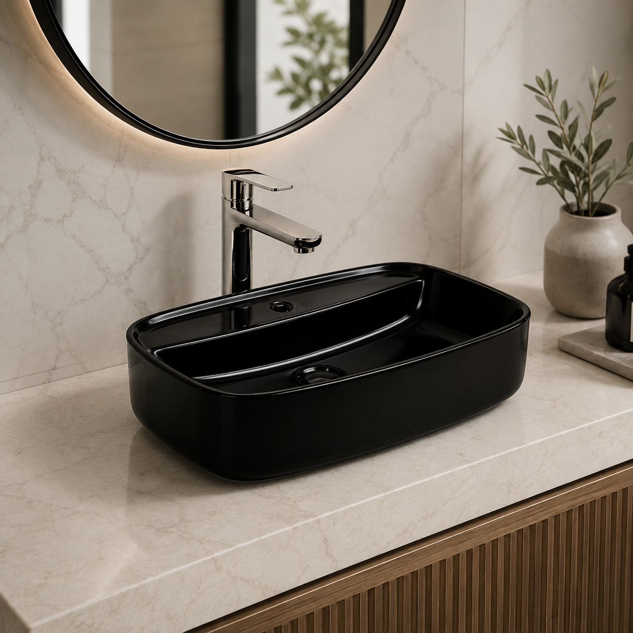 Sapphire Black Rectangular Countertop Vanity Basin – Code 1597MB - Image 2
