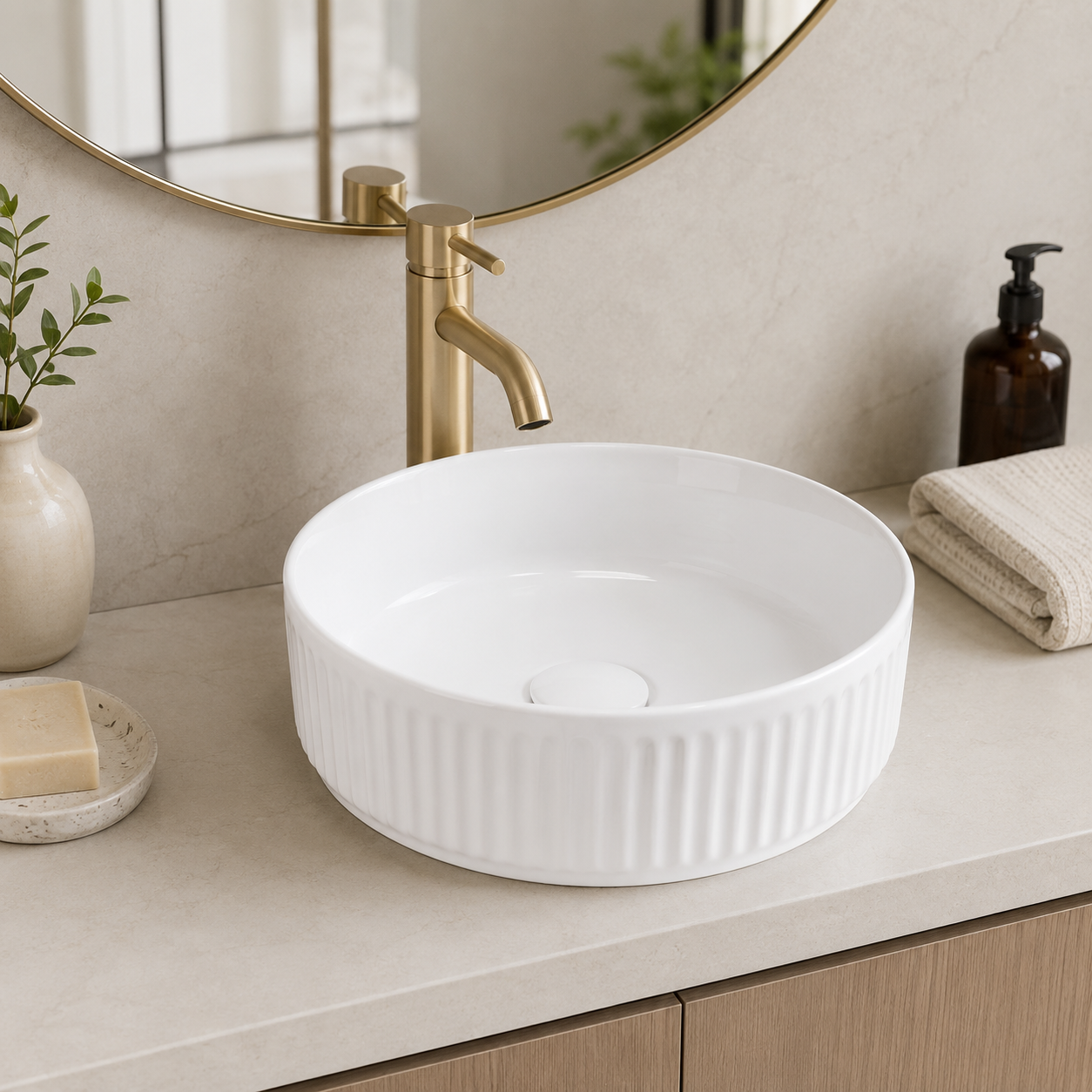 Sapphire Fluted Round Countertop Vanity Basin – Code 1500-370 - Image 3