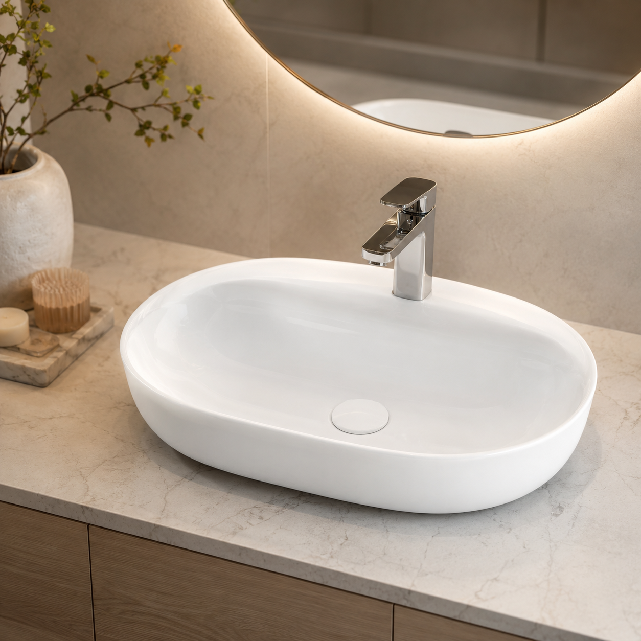 Sapphire Oval Countertop Vanity Basin – Code 1075-605 - Image 2