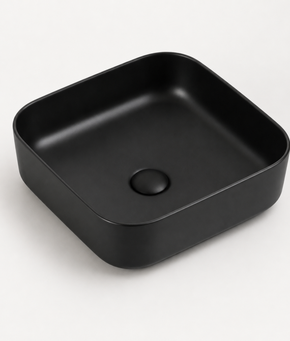 Sapphire Matte Black Square Countertop Vanity Basin – Code 1818MB