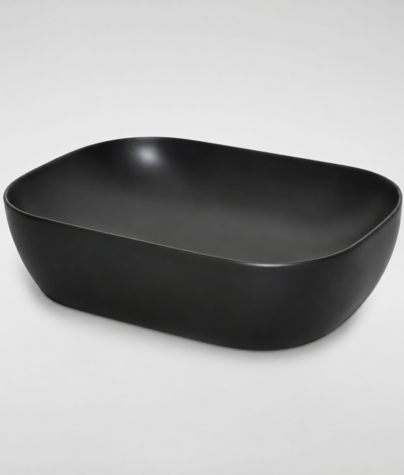 Sapphire Matte Black Rounded Rectangular Countertop Vanity Basin – Code 1015MB