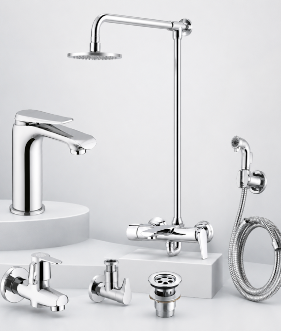 Faisal Sanitary Fame Series Chrome Bathroom Set – 6 Piece
