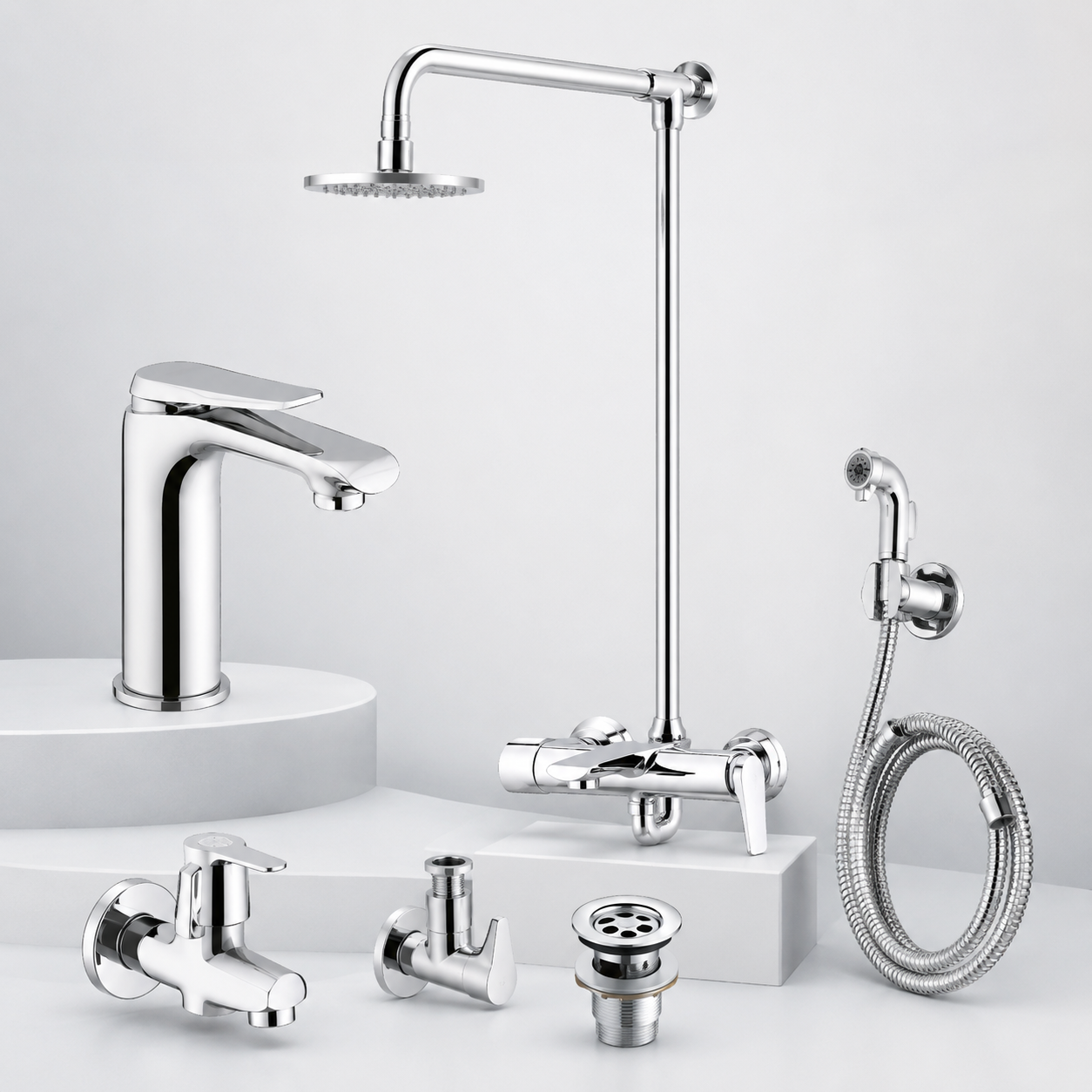 Faisal Sanitary Fame Series Chrome Bathroom Set – 6 Piece