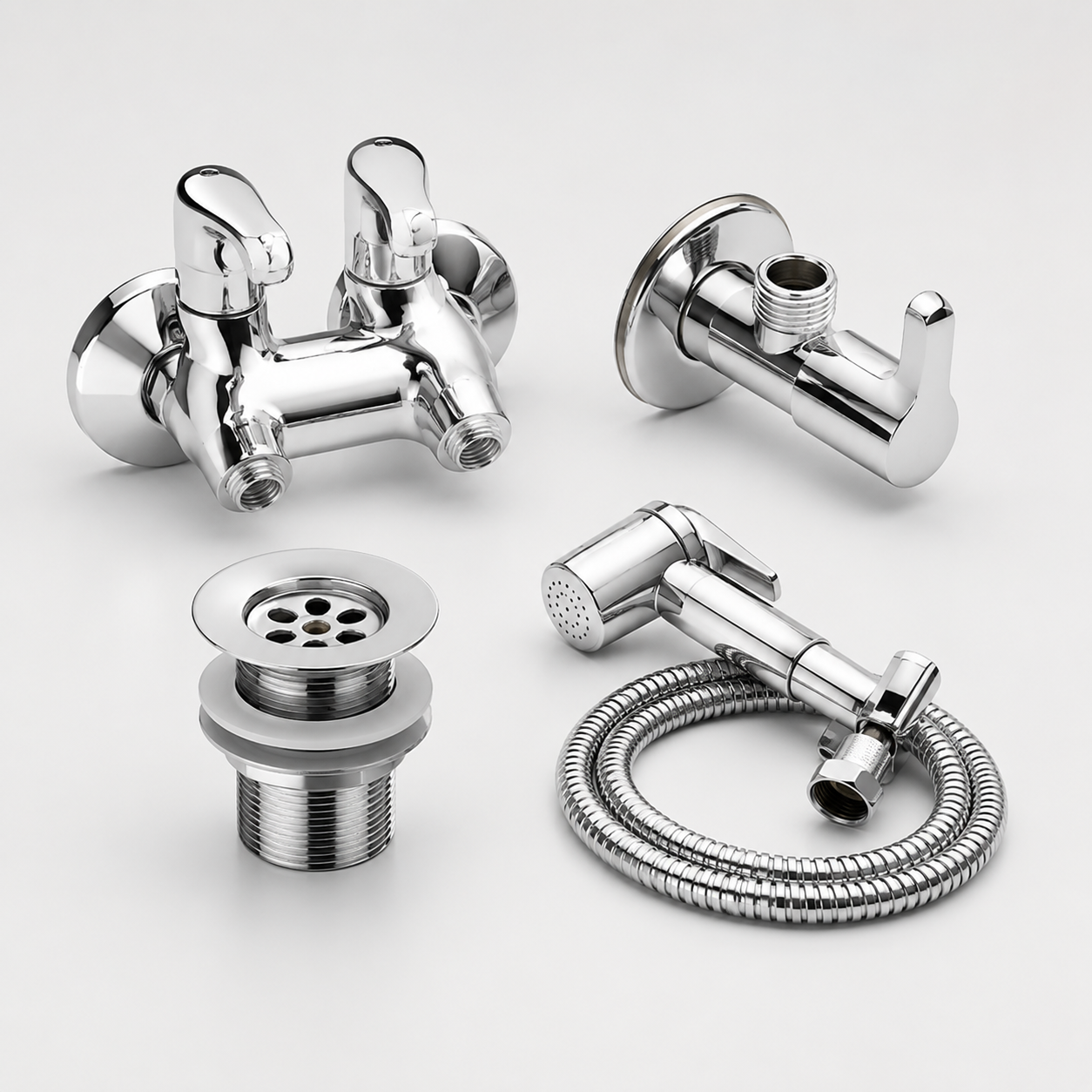 Faisal Sanitary Lever Project Series Chrome Bathroom Set – 6 Piece - Image 2