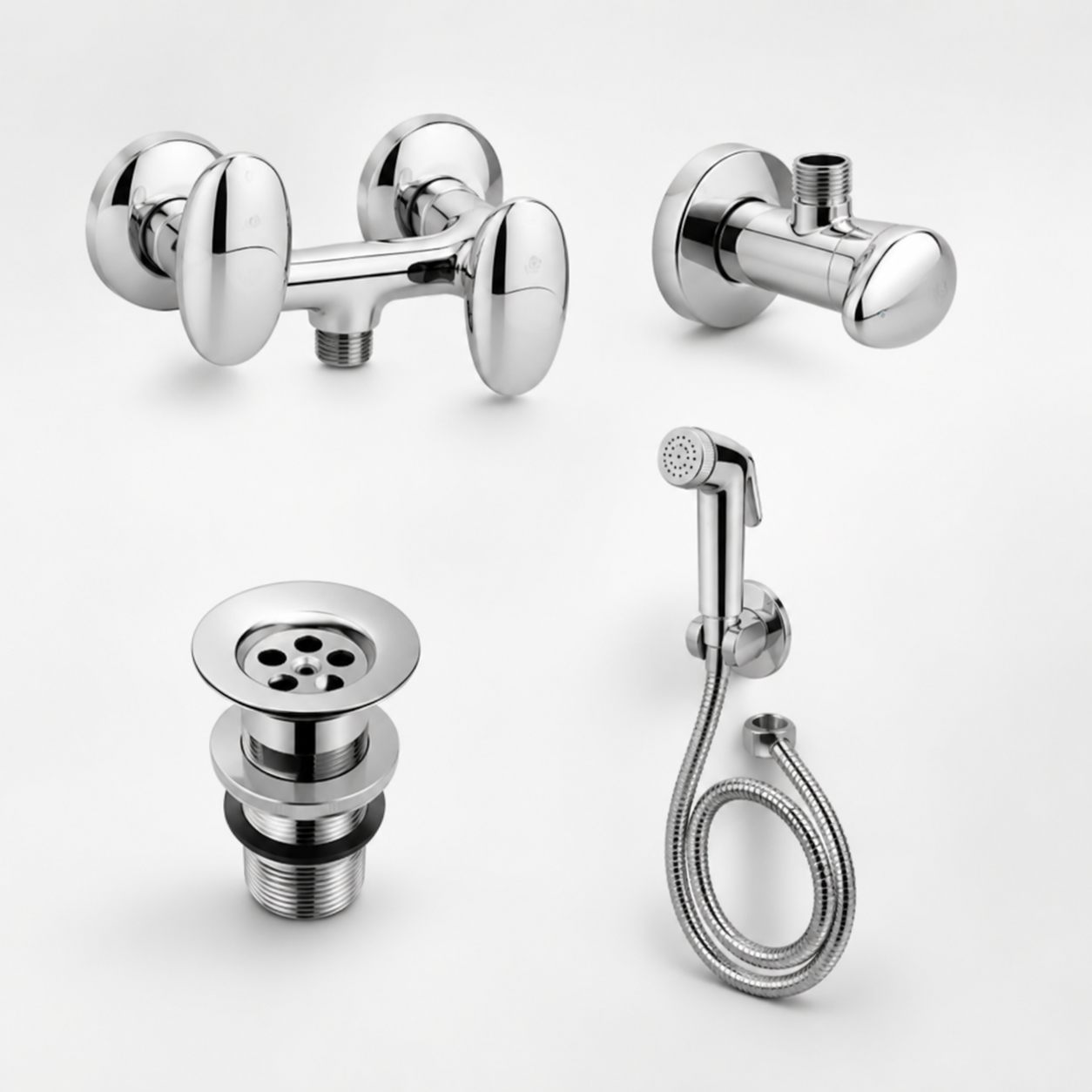 Faisal Sanitary Capri Series Quarter Round Chrome Bathroom Set – 6 Piece - Image 2