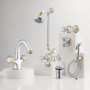 Faisal Sanitary Galaxy Series Full Round Chrome & Gold Bathroom Set – 6 Piece