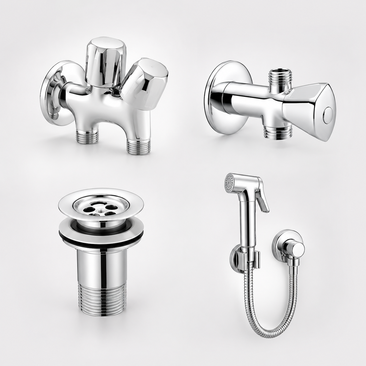 Faisal Sanitary Economy Series Full Round Chrome Bathroom Set – 6 Piece - Image 2