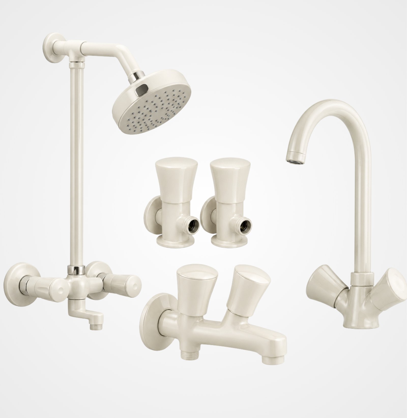 3 Star Econo Off White Complete Bathroom Set – 8 Pcs