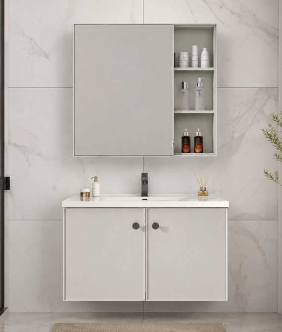 Xin Shengk XS1206 800mm Modern Wall-Mounted Bathroom Vanity with Mirror & Storage