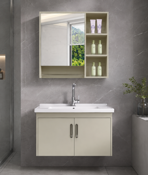 Xin Shengk XS-L01 800mm Modern Wall-Mounted Bathroom Vanity with Mirror & Storage