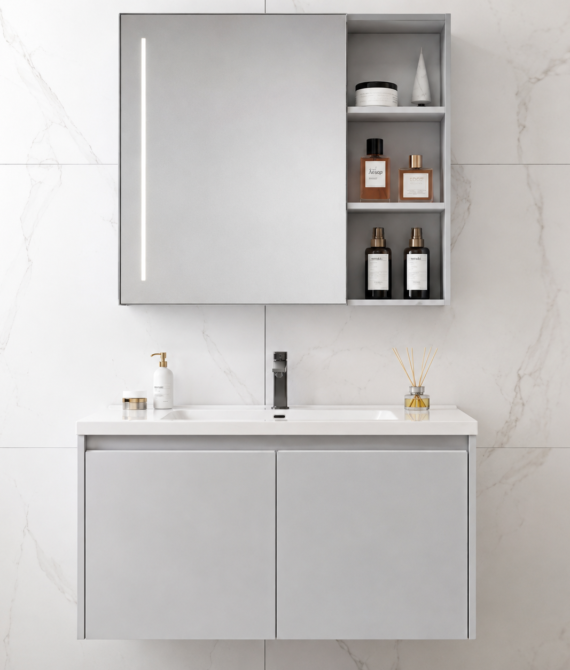 Xin Shengk XS8813 800mm Modern Bathroom Vanity with LED Mirror & Storage